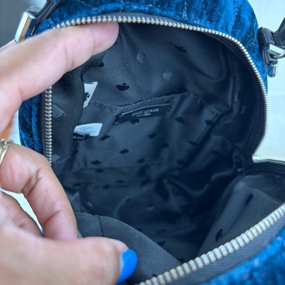 Kate Spade Briar Lane Quilted Crushed Velvet mini Midnight Blue Backpack - Picture 6 of 12